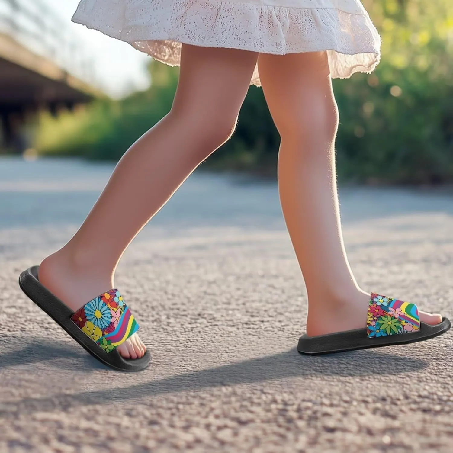 Kids Slides Boys Girls Shower Slippers Slip on Slide Sandals Non-slip Summer Beach Pool Shoes