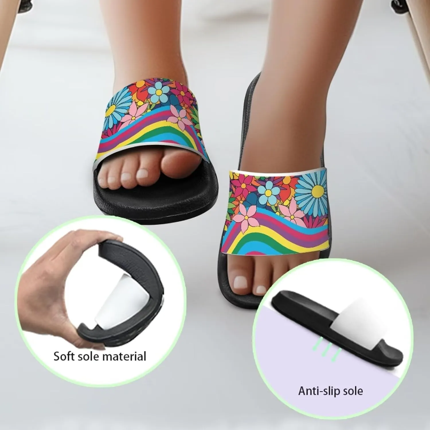 Kids Slides Boys Girls Shower Slippers Slip on Slide Sandals Non-slip Summer Beach Pool Shoes