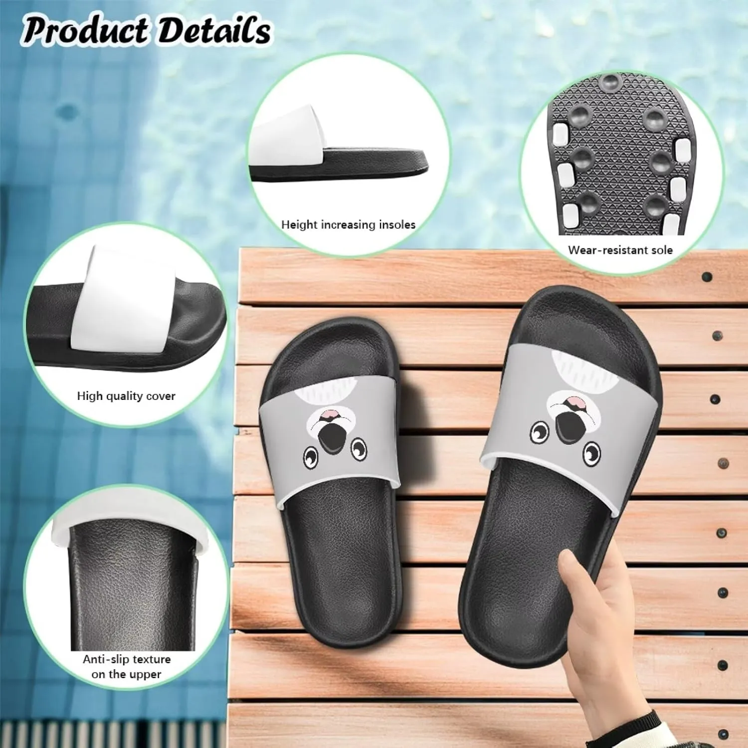 Kids Slides Boys Shower Slippers Slip Anti-Skid Home Bath Slippers Non-slip Cute Summer Beach Pool Shoes Toddler