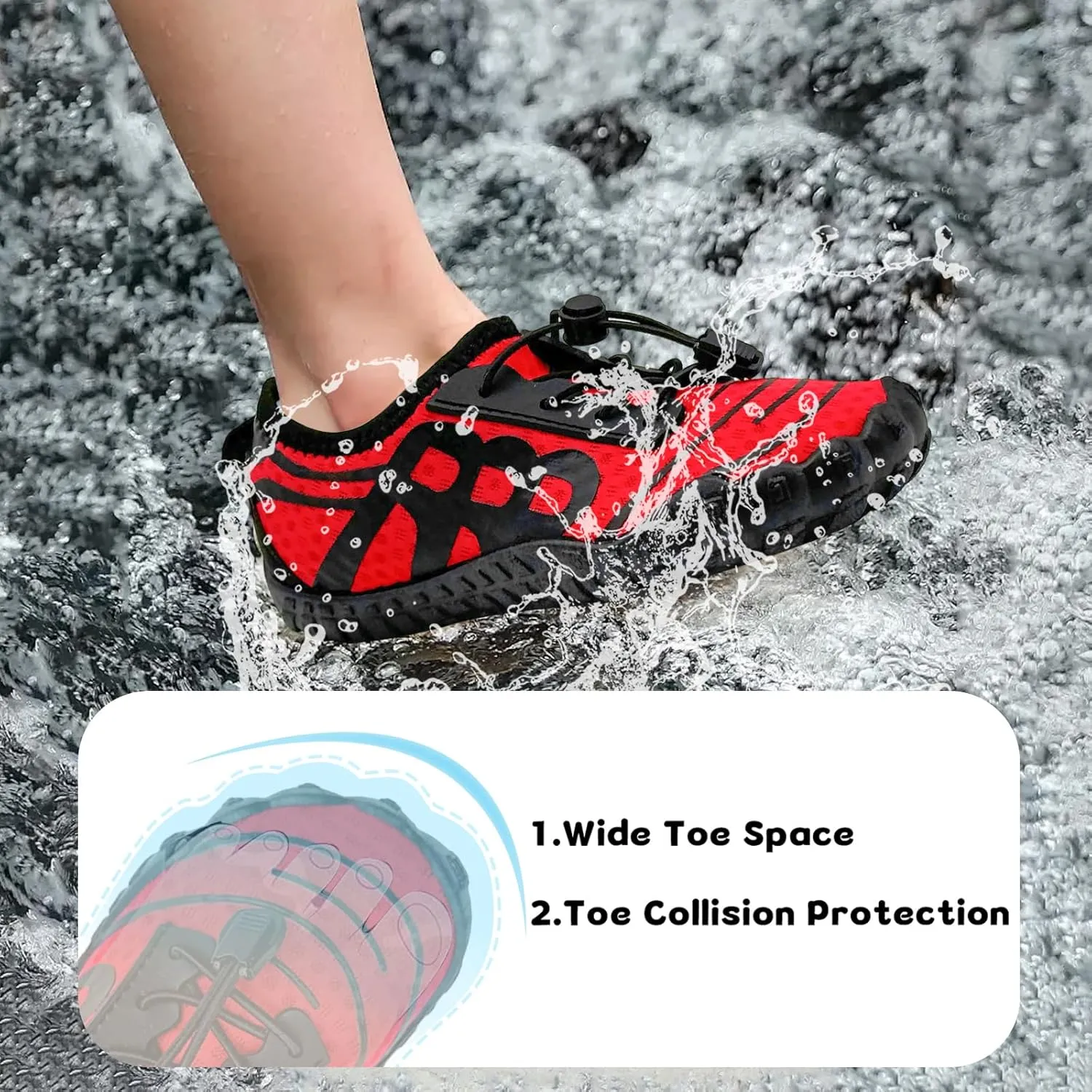 Kids Water Shoes Boys Girls Quick-Dry Beach Lightweight Toddler Barefoot Shoes Slip On Soft Walking Sneakers for Swim Beach Pool Black