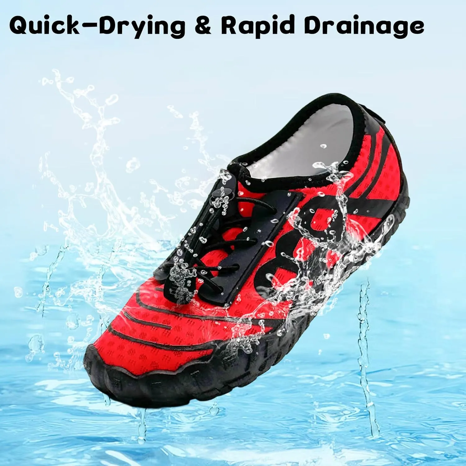 Kids Water Shoes Boys Girls Quick-Dry Beach Lightweight Toddler Barefoot Shoes Slip On Soft Walking Sneakers for Swim Beach Pool Black