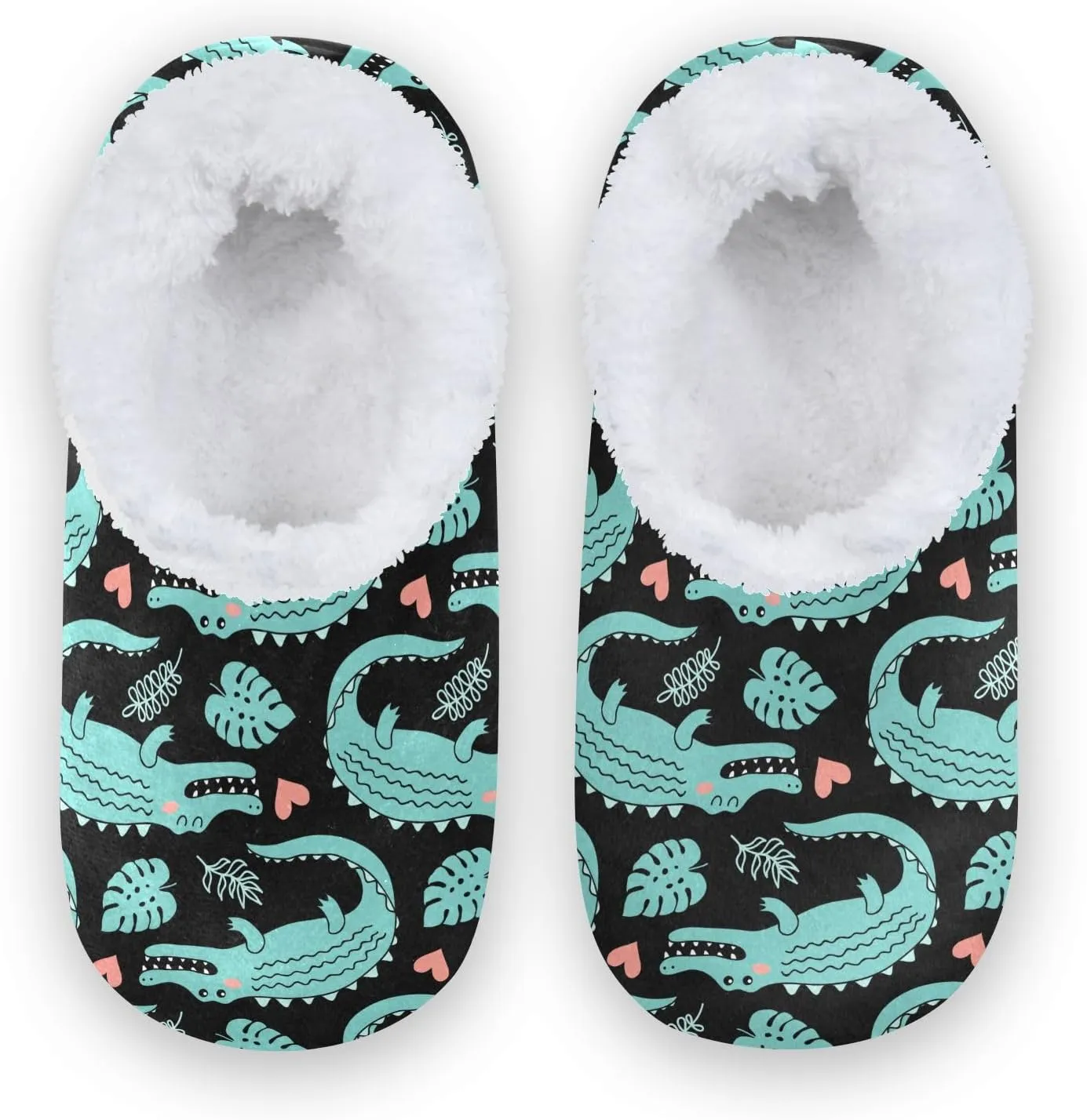 Kids Winter Slippers Cartoon Crocodiles Hearts Animal Warm Soft Non Slip House Slippers for Boys Girls Indoor