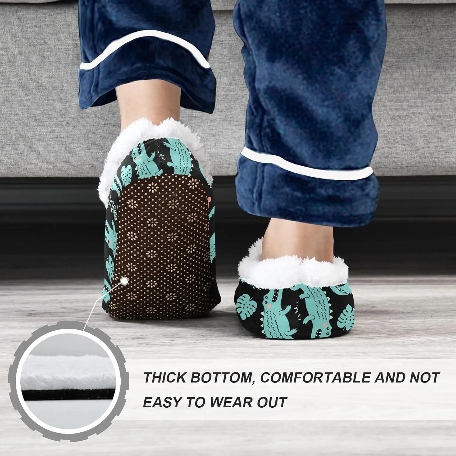 Kids Winter Slippers Cartoon Crocodiles Hearts Animal Warm Soft Non Slip House Slippers for Boys Girls Indoor