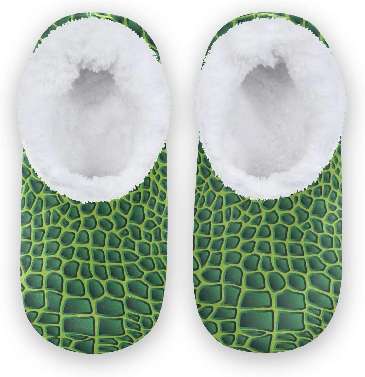 Kids Winter Slippers Crocodile Animal Skin Texture Green Warm Soft Non Slip House Slippers for Boys Girls Indoor