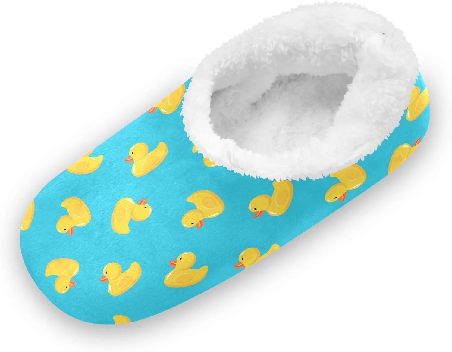 Kids Winter Slippers Duck Seamless Pattern Blue Yellow Warm Soft Non Slip House Slippers for Boys Girls Indoor