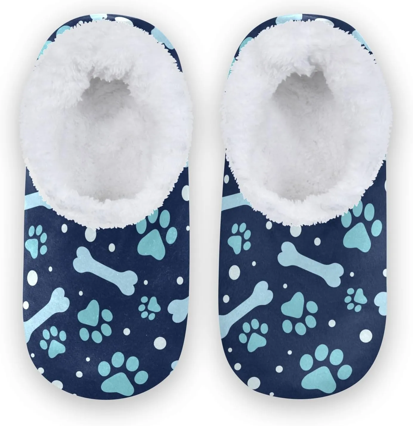 Kids Winter Slippers for Boys Girls Animal Paw Print and Bone Warm Soft Non Slip House Slippers Children Indoor