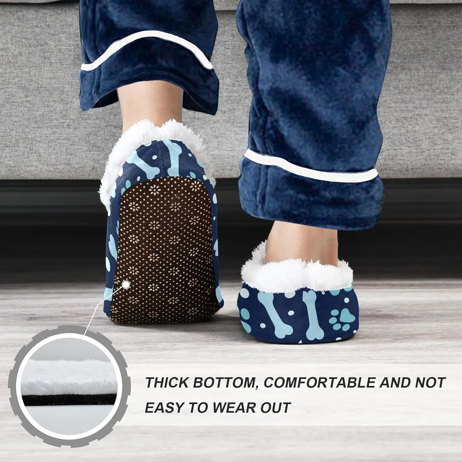 Kids Winter Slippers for Boys Girls Animal Paw Print and Bone Warm Soft Non Slip House Slippers Children Indoor