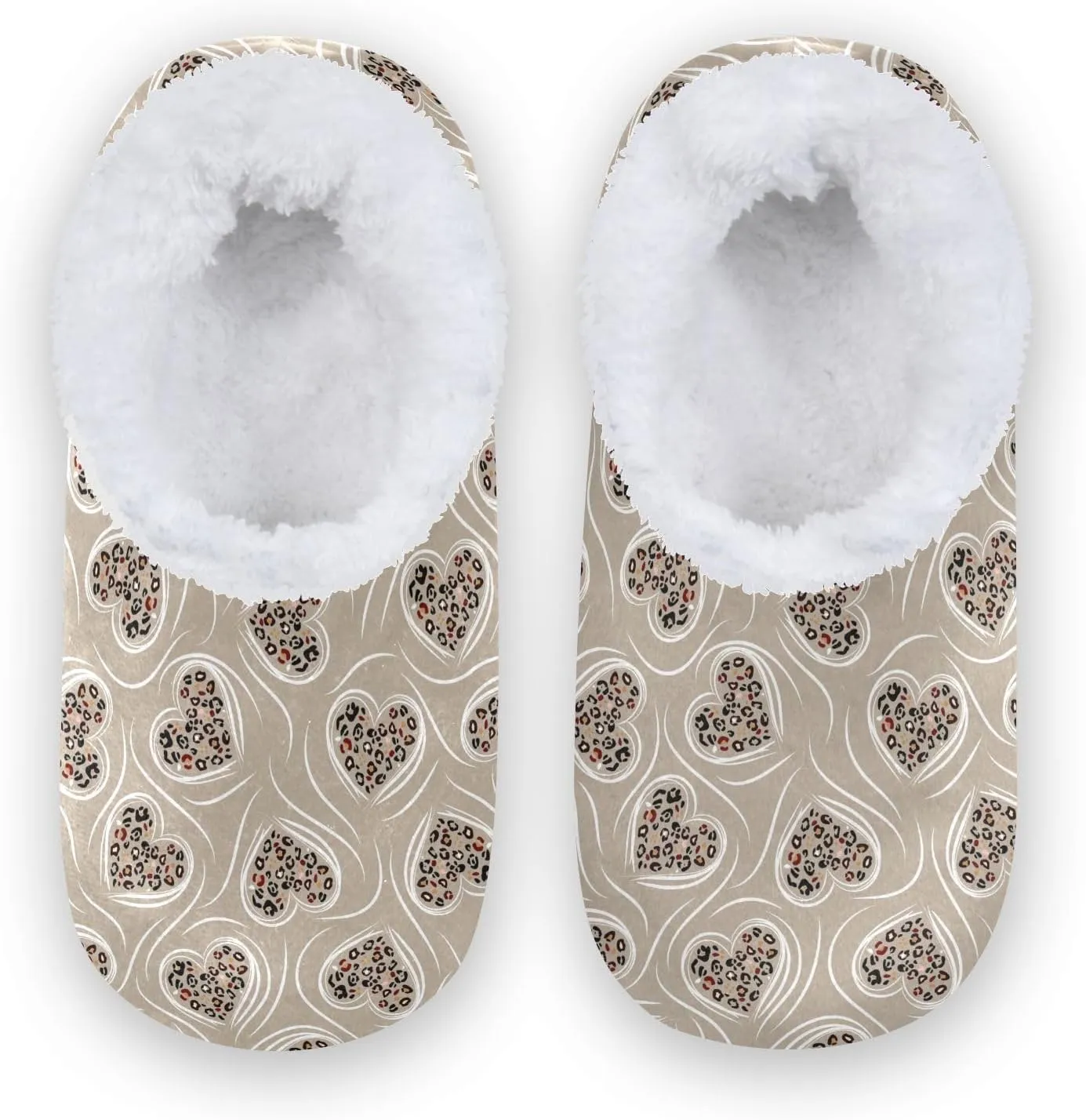 Kids Winter Slippers for Boys Girls Animal Print Leopard Hearts Warm Soft Non Slip House Slippers Children Indoor
