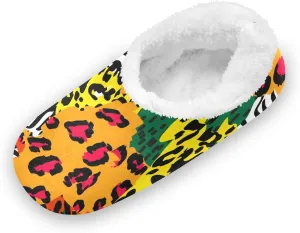 Kids Winter Slippers for Boys Girls Animal Skin Print Warm Soft Non Slip House Slippers Children Indoor