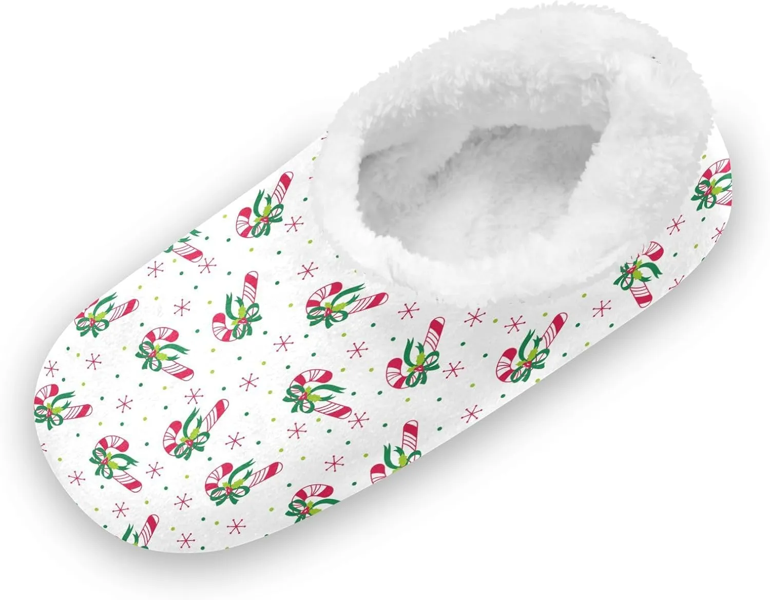 Kids Winter Slippers for Boys Girls Christmas Candy Cane Snowflake Warm Soft Non Slip House Slippers Children Indoor