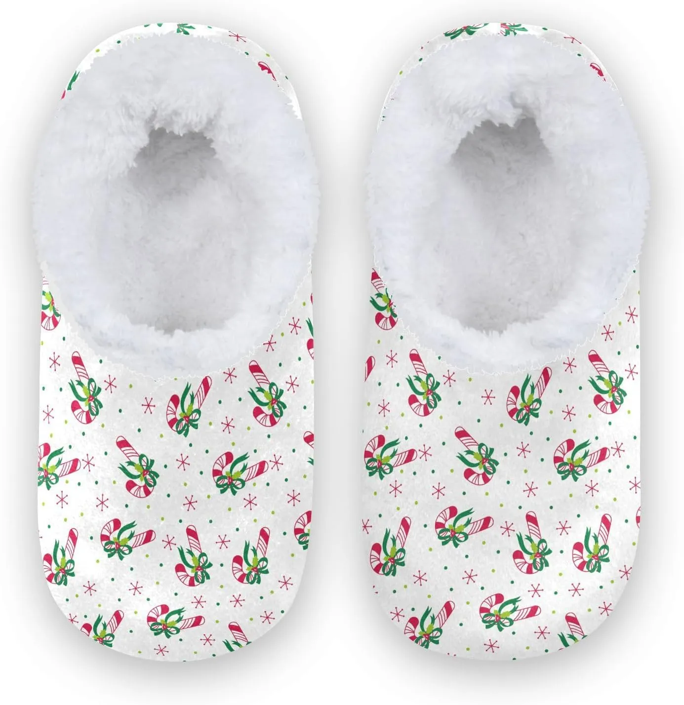 Kids Winter Slippers for Boys Girls Christmas Candy Cane Snowflake Warm Soft Non Slip House Slippers Children Indoor