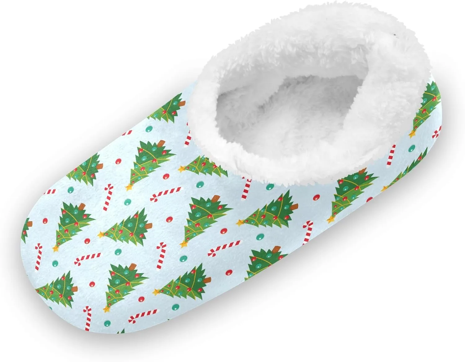 Kids Winter Slippers for Boys Girls Christmas Tree and Candy Cane Warm Soft Non Slip House Slippers Children Indoor