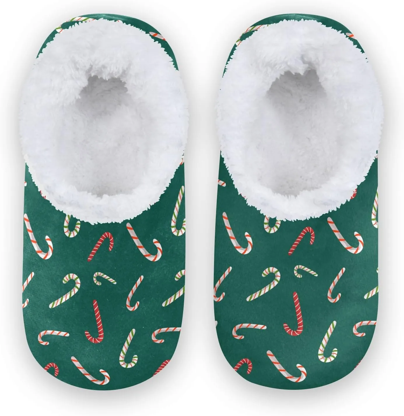 Kids Winter Slippers for Boys Girls Colorful Candy Cane Christmas Warm Soft Non Slip House Slippers Children Indoor