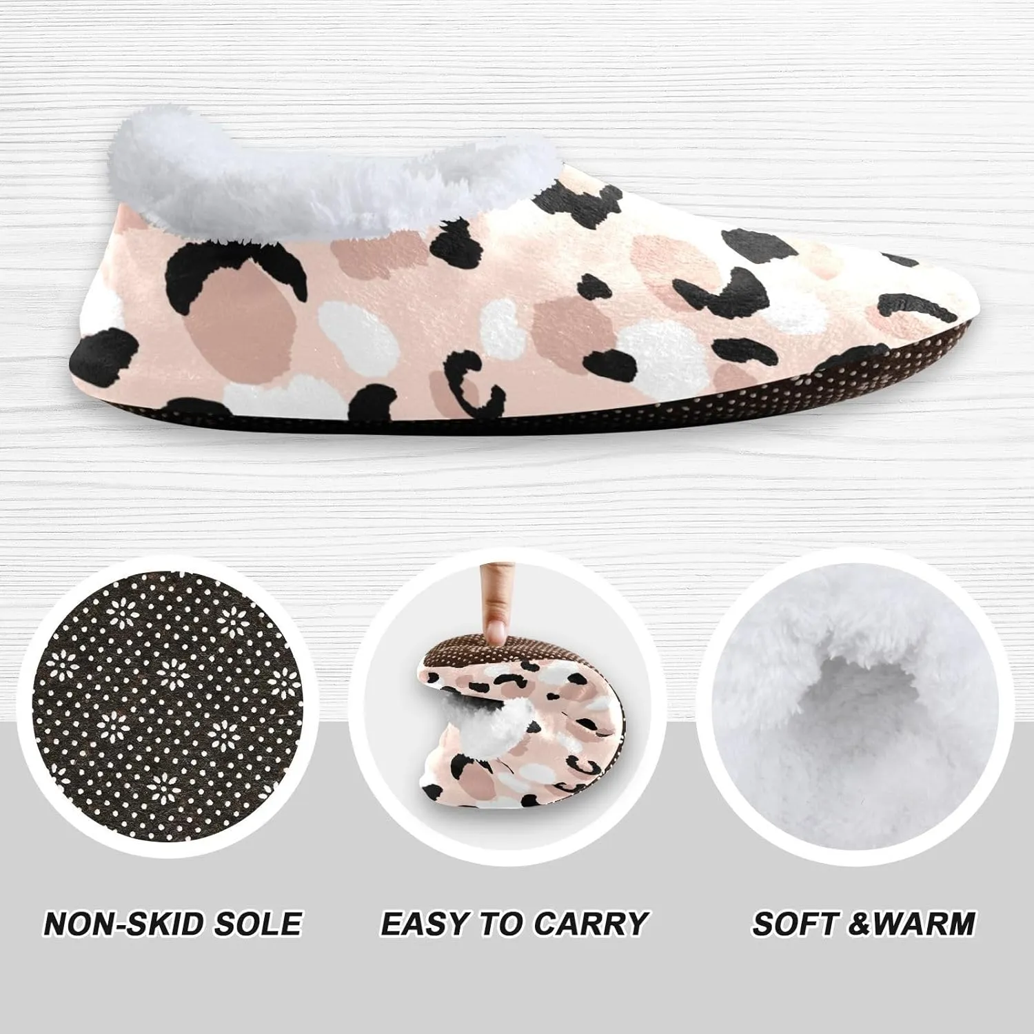 Kids Winter Slippers for Boys Girls Leopard Animal Print Skin Warm Soft Non Slip House Slippers Children Indoor