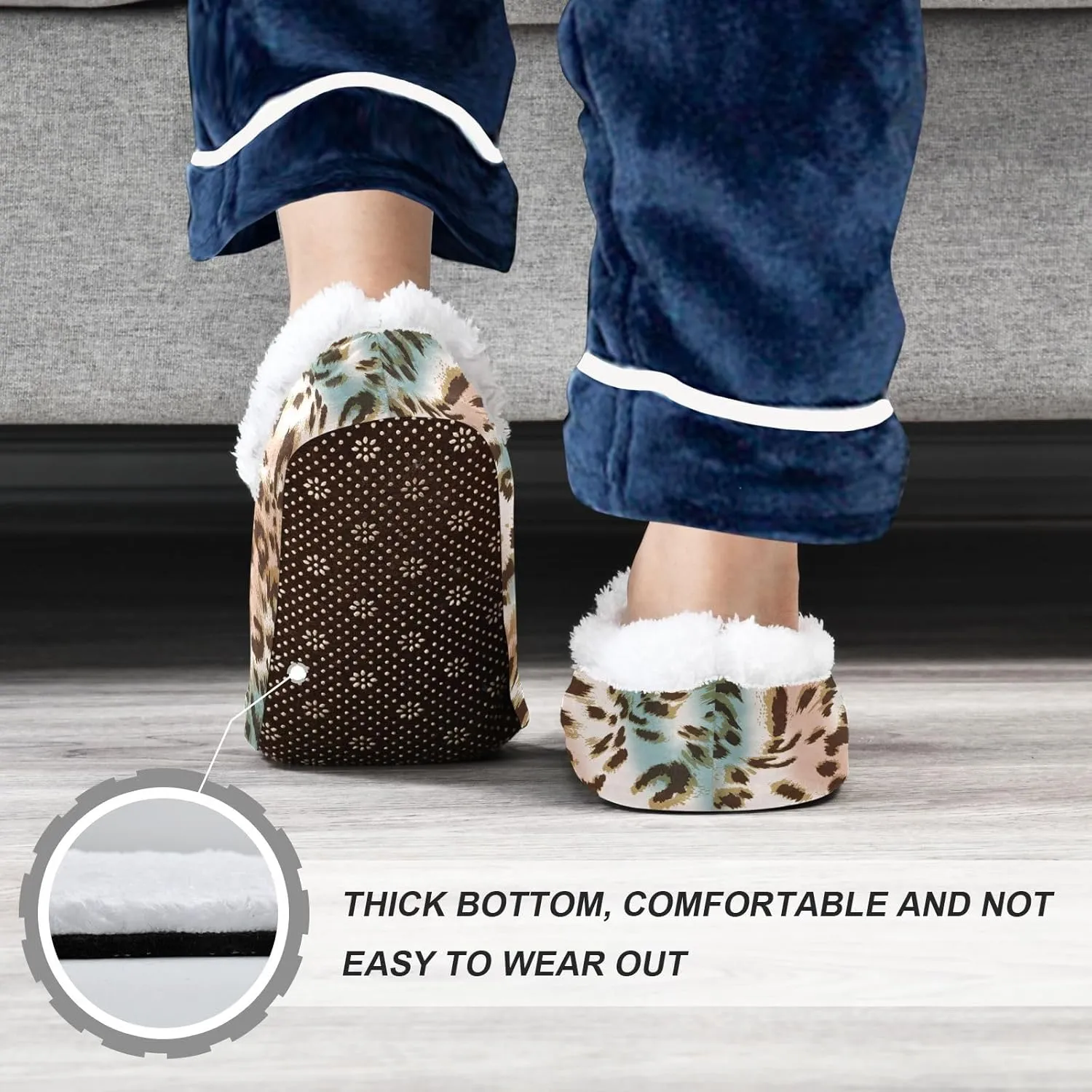 Kids Winter Slippers for Boys Girls Leopard Retro Animal Print Warm Soft Non Slip House Slippers Children Indoor