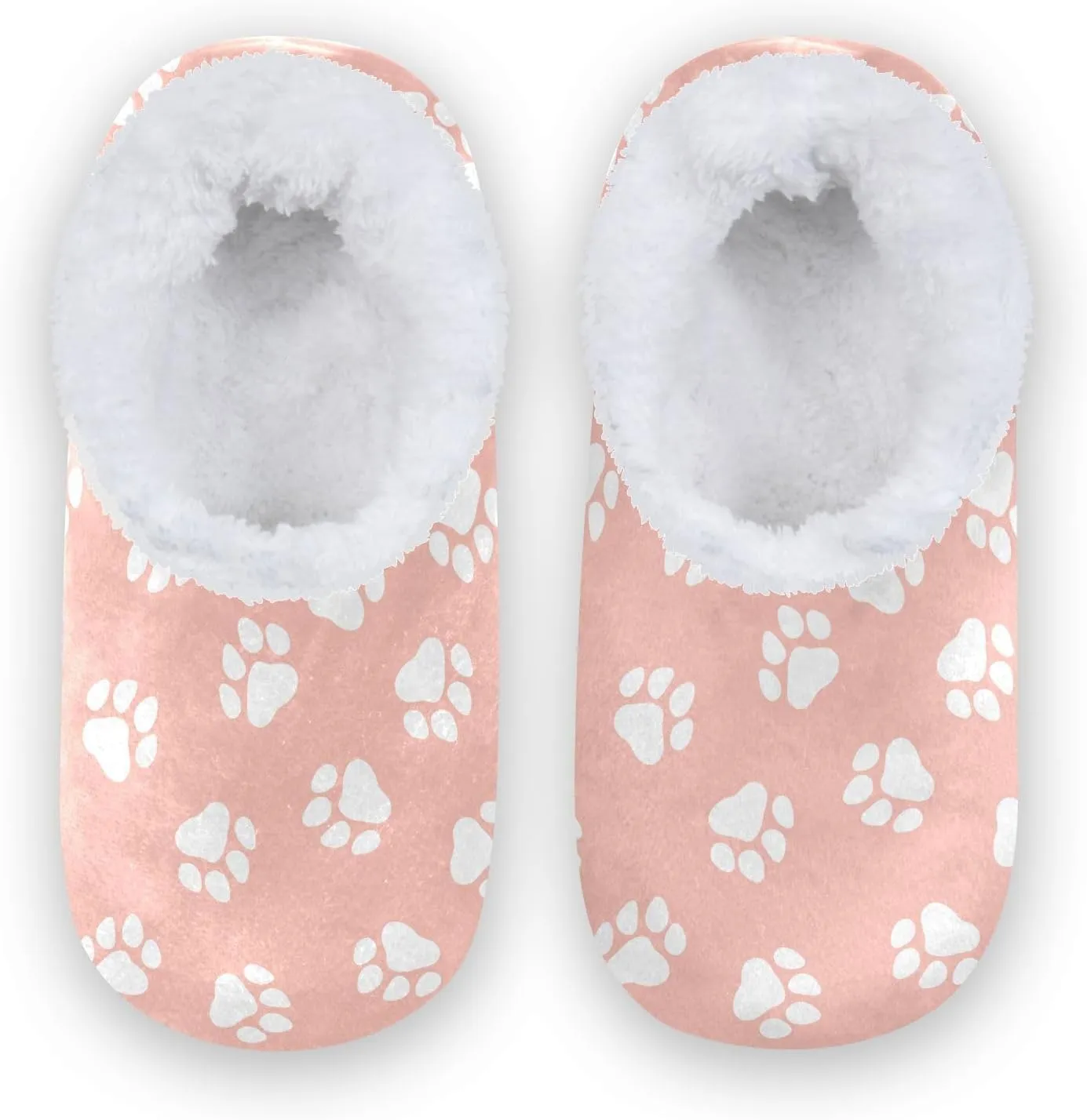 Kids Winter Slippers for Boys Girls Pink Paws Animal Print Warm Soft Non Slip House Slippers Children Indoor