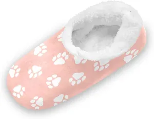 Kids Winter Slippers for Boys Girls Pink Paws Animal Print Warm Soft Non Slip House Slippers Children Indoor