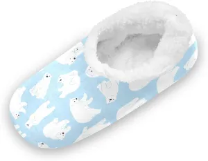 Kids Winter Slippers for Boys Girls Polar Bear Panda Blue White Warm Soft Non Slip House Slippers Children Indoor