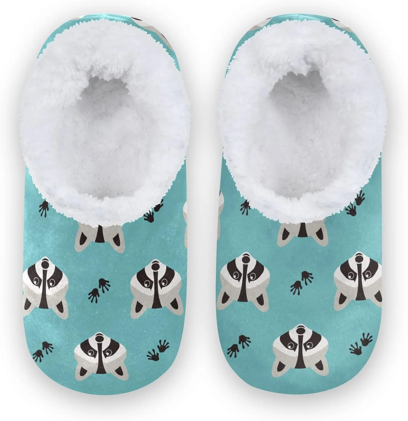 Kids Winter Slippers for Boys Girls Raccoon Paw Animal Print Warm Soft Non Slip House Slippers Children Indoor