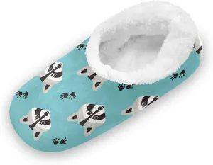 Kids Winter Slippers for Boys Girls Raccoon Paw Animal Print Warm Soft Non Slip House Slippers Children Indoor