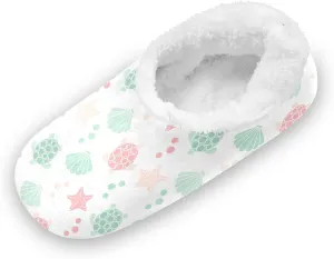 Kids Winter Slippers for Boys Girls Sea Turtle Starfish Seashell Warm Soft Non Slip House Slippers Children Indoor