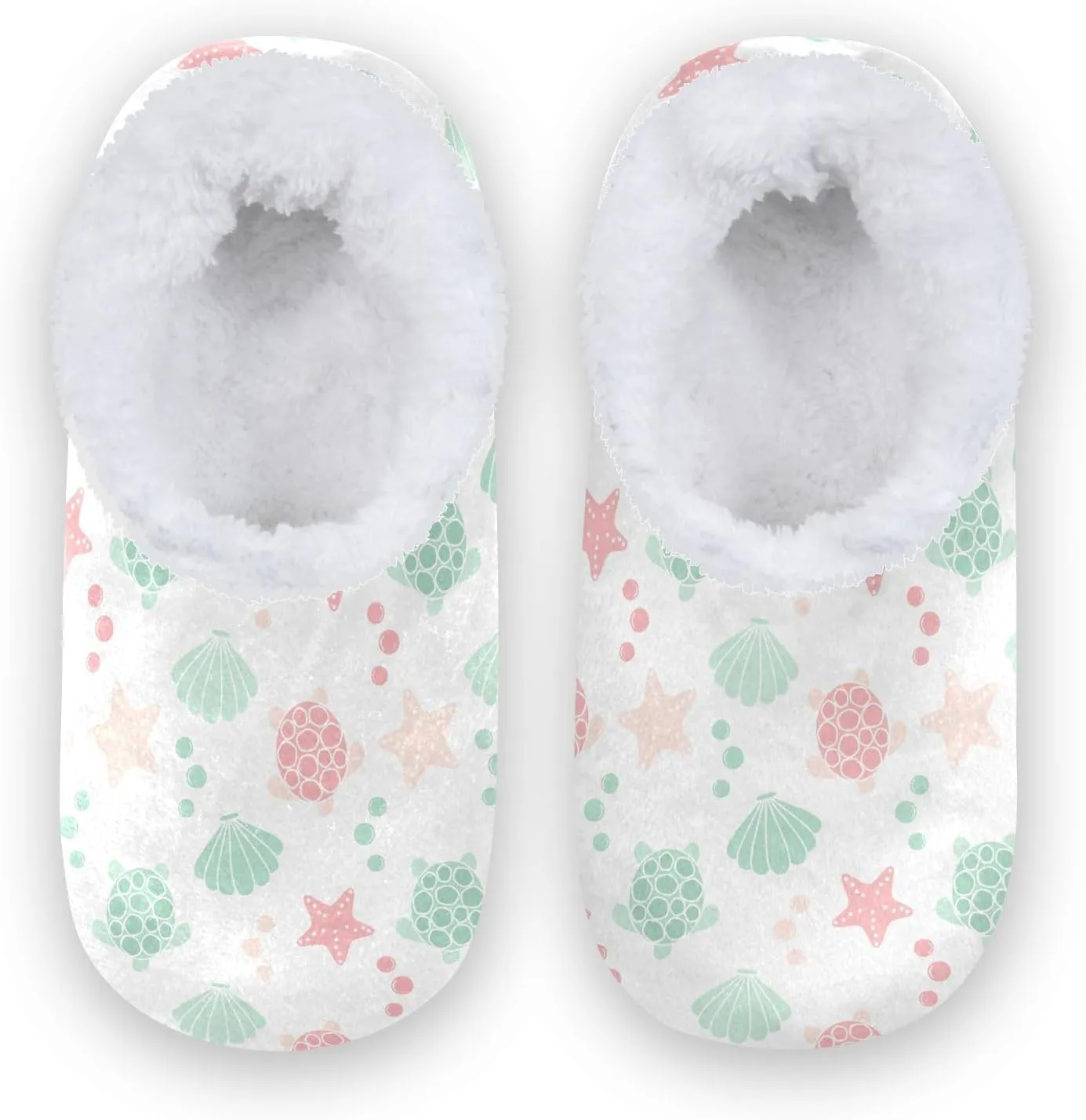 Kids Winter Slippers for Boys Girls Sea Turtle Starfish Seashell Warm Soft Non Slip House Slippers Children Indoor