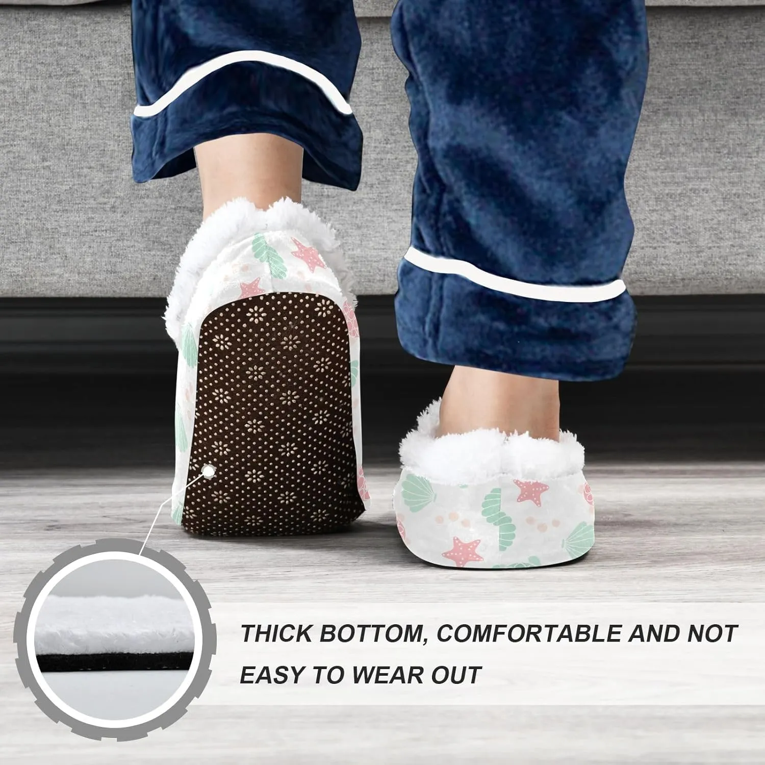 Kids Winter Slippers for Boys Girls Sea Turtle Starfish Seashell Warm Soft Non Slip House Slippers Children Indoor