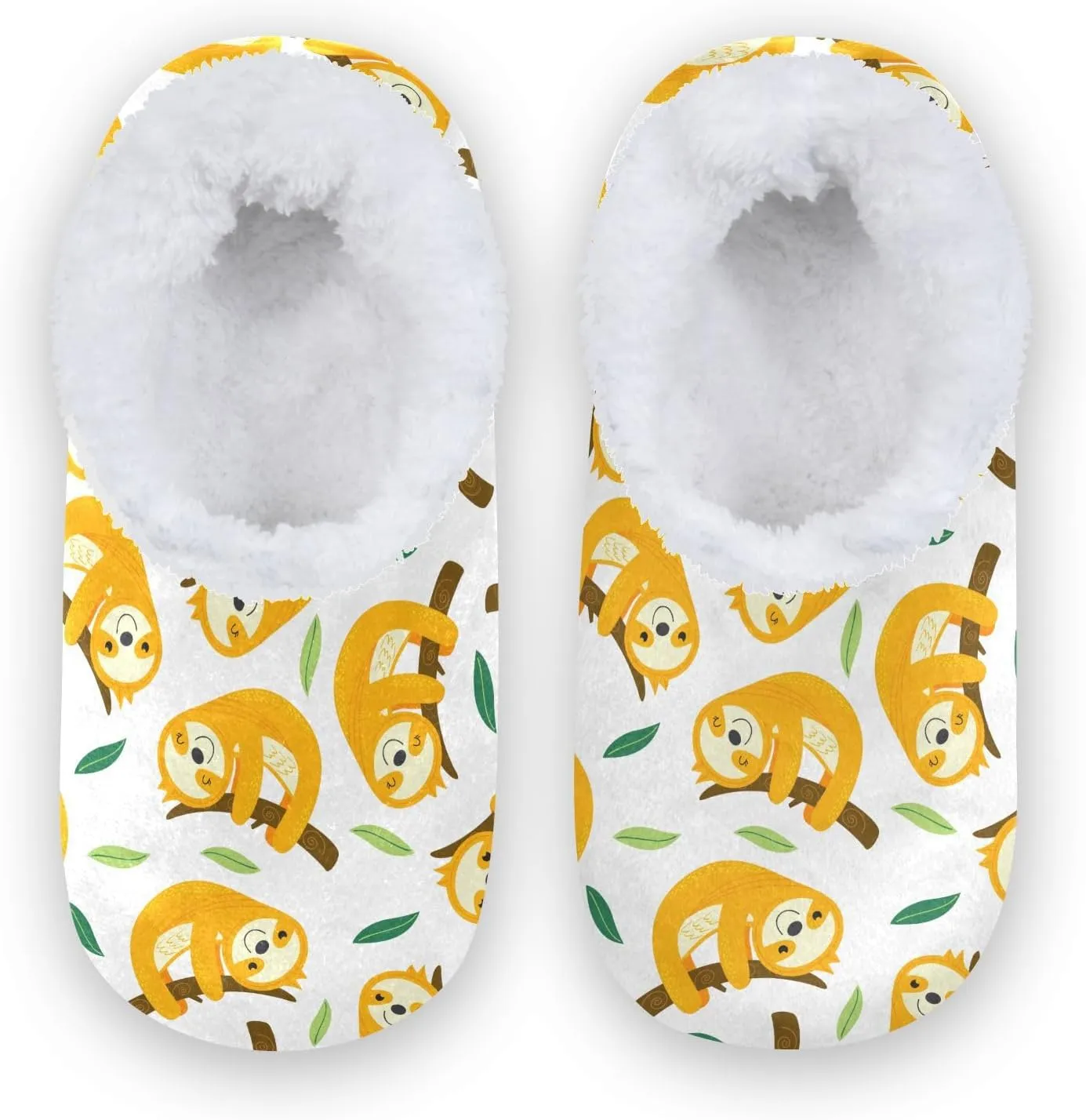 Kids Winter Slippers for Boys Girls Sloth Yellow Cartoon Animal Warm Soft Non Slip House Slippers Children Indoor