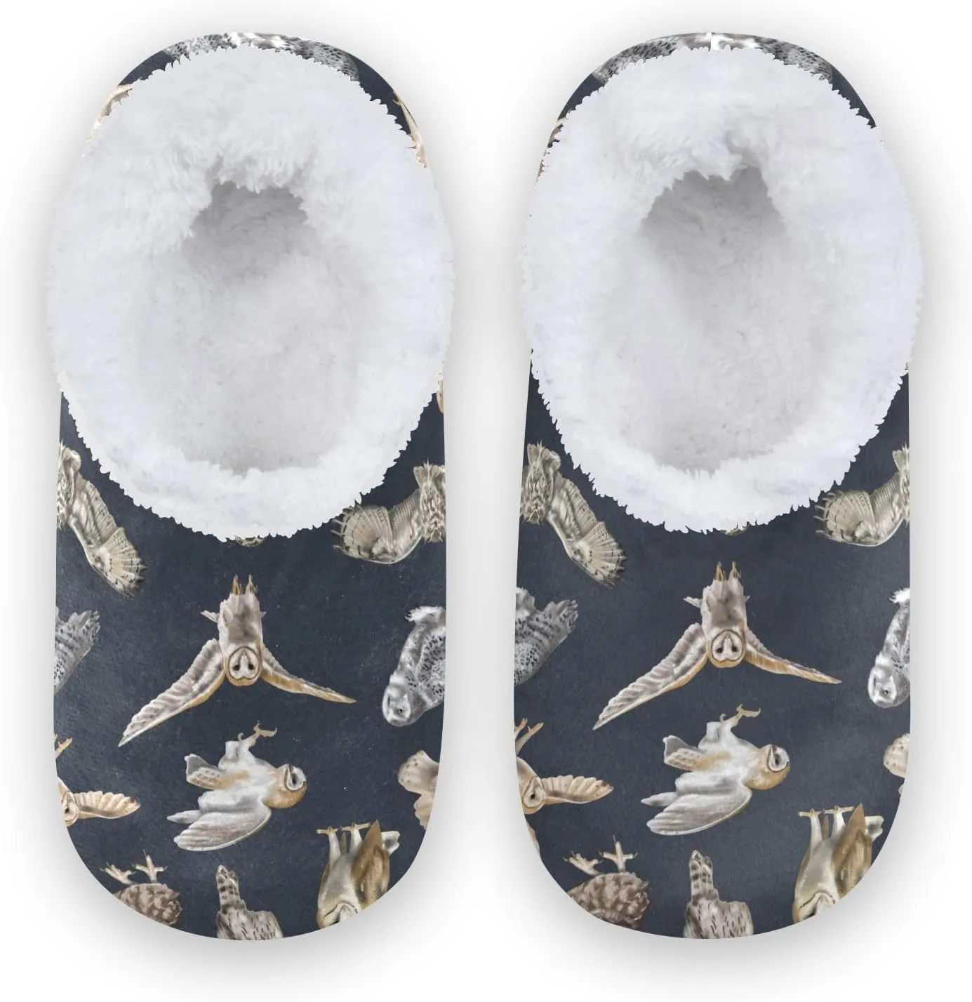 Kids Winter Slippers for Boys Girls Watercolor Bird Owl Warm Soft Non Slip House Slippers Children Indoor
