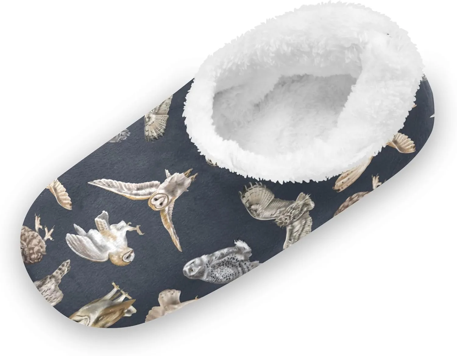 Kids Winter Slippers for Boys Girls Watercolor Bird Owl Warm Soft Non Slip House Slippers Children Indoor