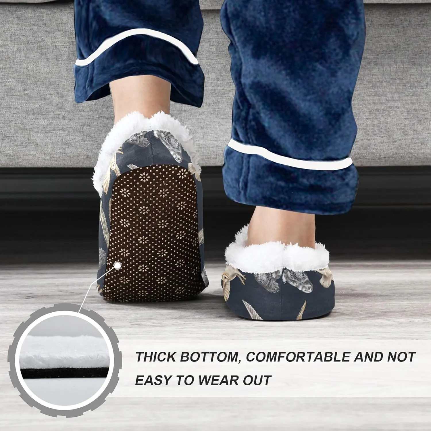 Kids Winter Slippers for Boys Girls Watercolor Bird Owl Warm Soft Non Slip House Slippers Children Indoor