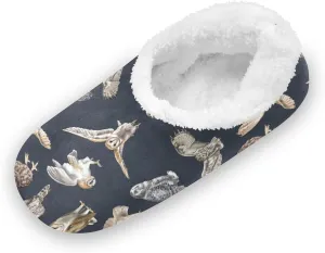 Kids Winter Slippers for Boys Girls Watercolor Bird Owl Warm Soft Non Slip House Slippers Children Indoor
