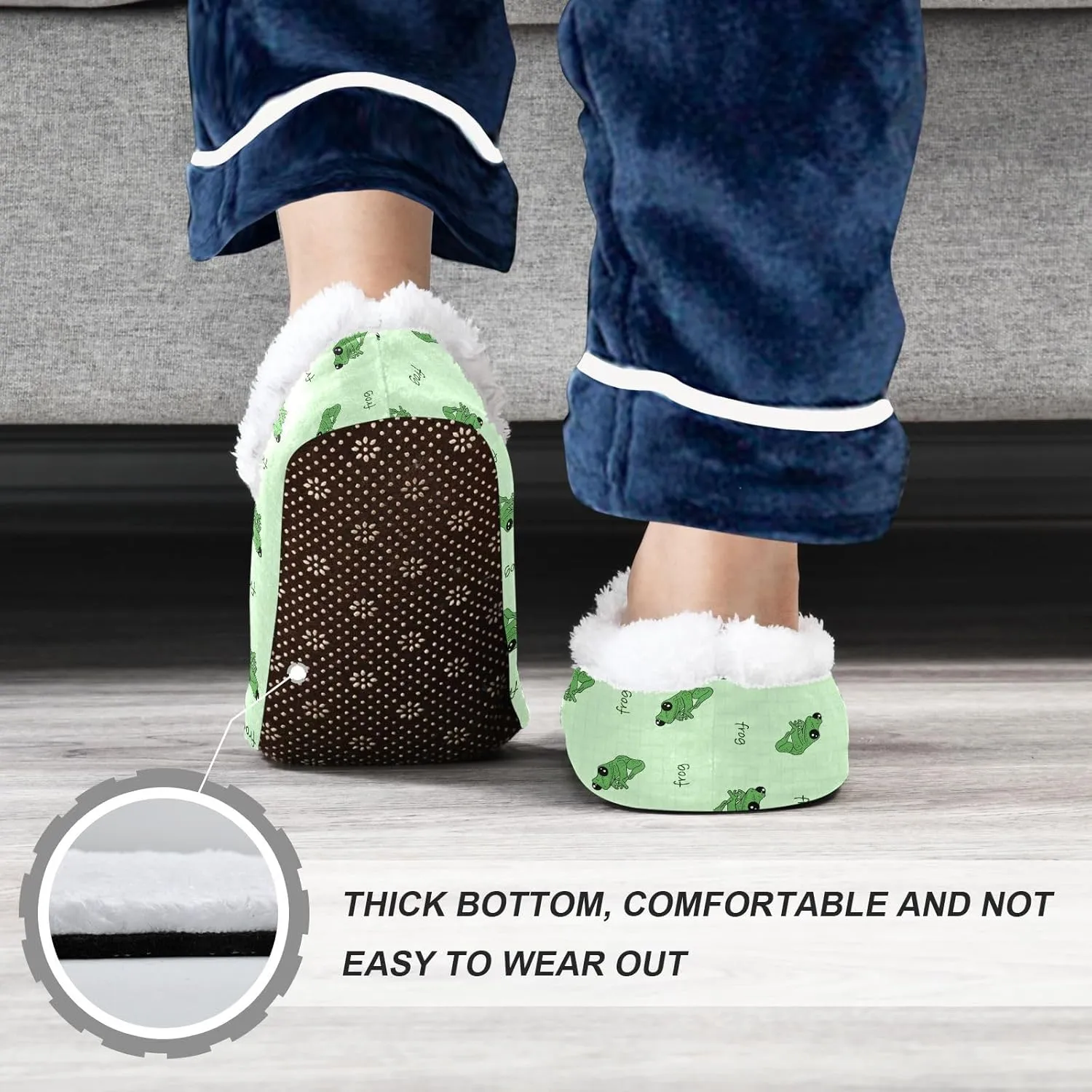 Kids Winter Slippers Frog Cartoon Green Funny Animal Warm Soft Non Slip House Slippers for Boys Girls Indoor