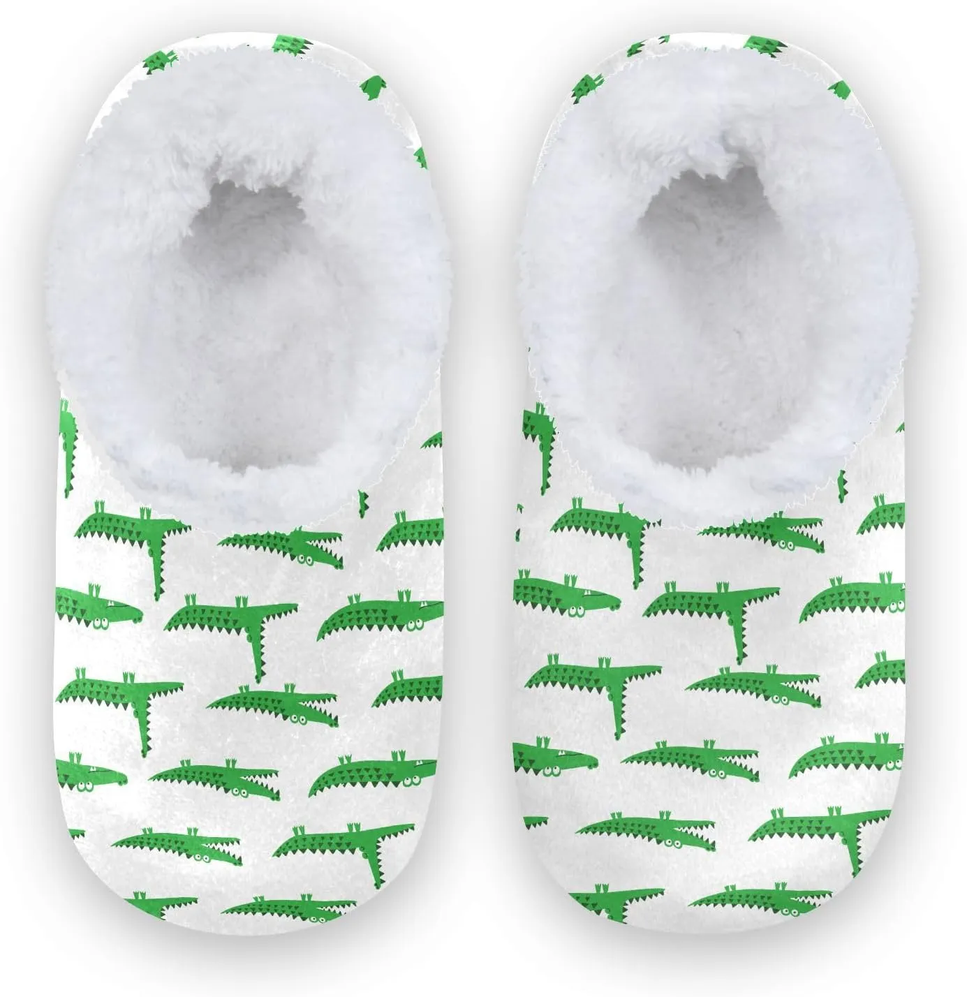 Kids Winter Slippers Funny Crocodile Pattern Doodle Animal Warm Soft Non Slip House Slippers for Boys Girls Indoor