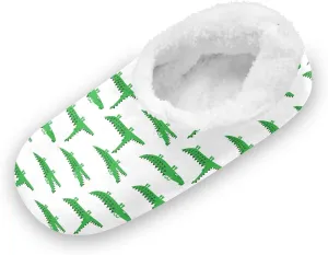 Kids Winter Slippers Funny Crocodile Pattern Doodle Animal Warm Soft Non Slip House Slippers for Boys Girls Indoor