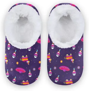 Kids Winter Slippers Mexican Element Pinata Cartoon Donkey Warm Soft Non Slip House Slippers for Boys Girls Indoor