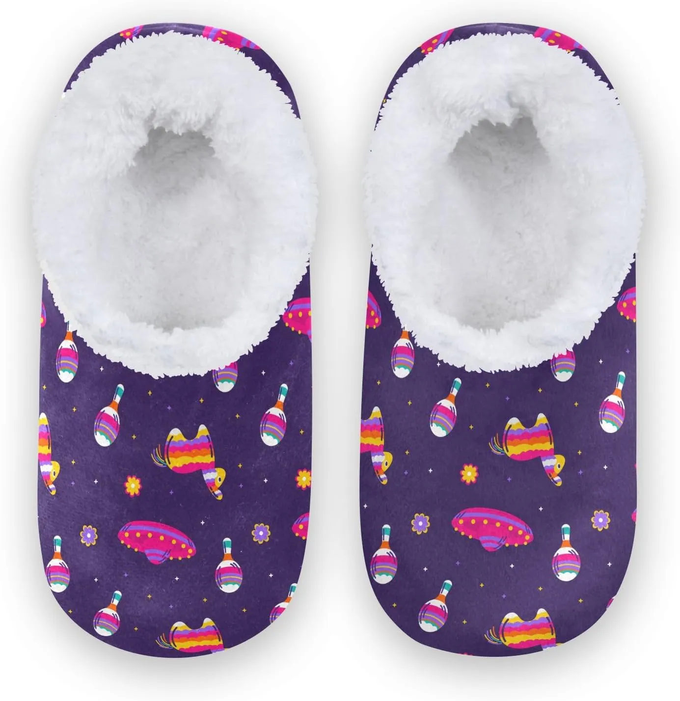Kids Winter Slippers Mexican Element Pinata Cartoon Donkey Warm Soft Non Slip House Slippers for Boys Girls Indoor