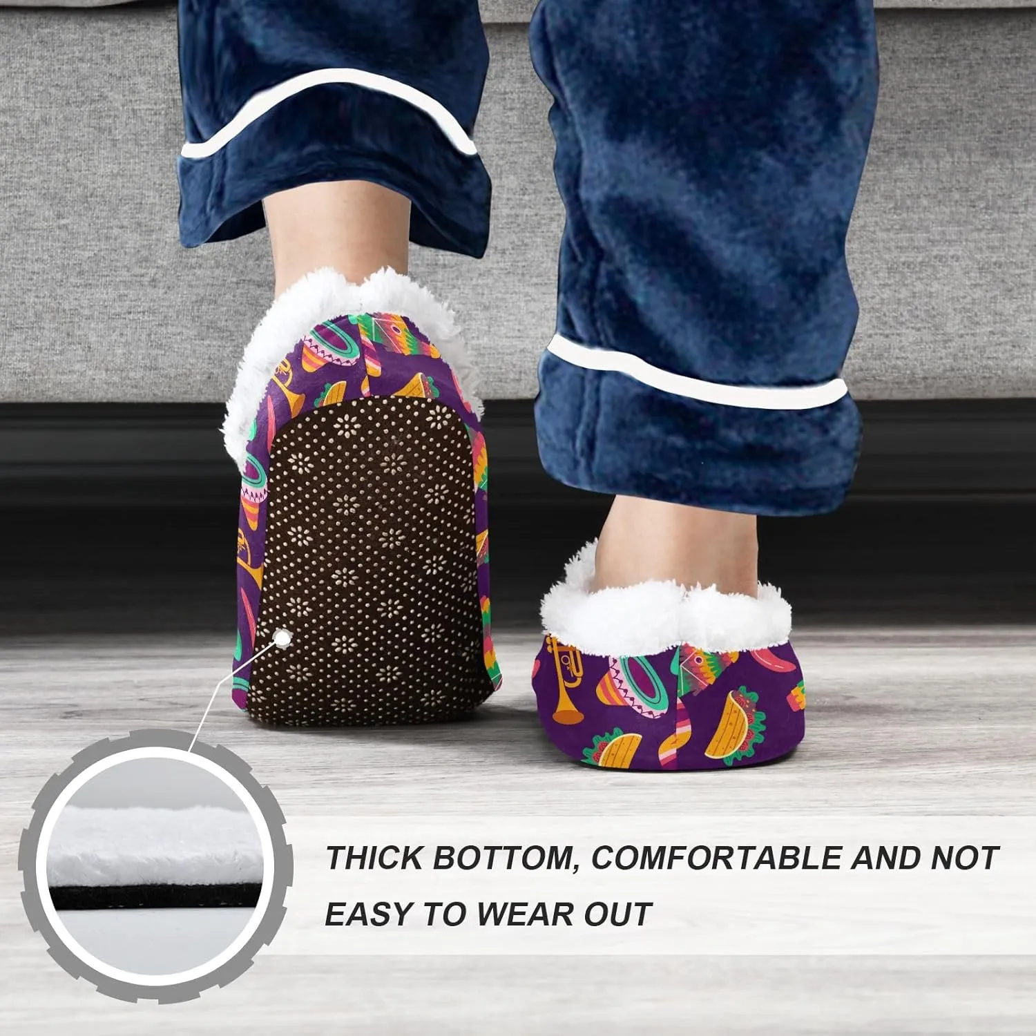 Kids Winter Slippers Pinata Mexican Donkey Warm Soft Non Slip House Slippers for Boys Girls Indoor