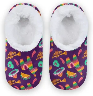 Kids Winter Slippers Pinata Mexican Donkey Warm Soft Non Slip House Slippers for Boys Girls Indoor