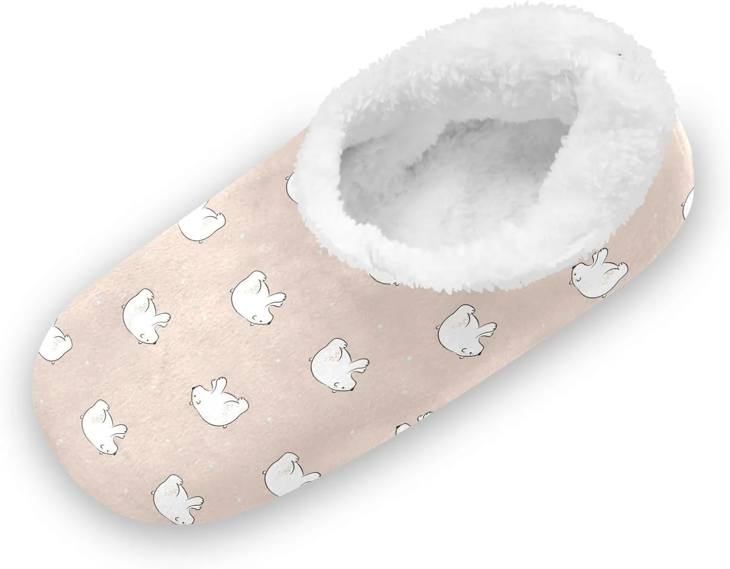 Kids Winter Slippers Polar Bear Hand Drawn Cartoon Animal Warm Soft Non Slip House Slippers for Boys Girls Indoor