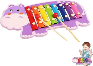 Kids Xylophone Toy Music Teaching Aid Cartoon 8 Notes Xylophone Musical Toy Wit