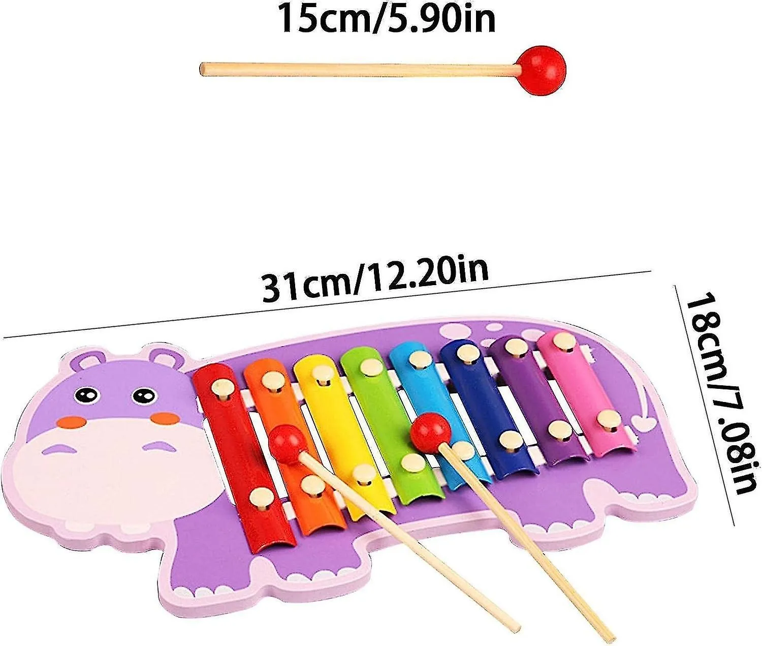 Kids Xylophone Toy Music Teaching Aid Cartoon 8 Notes Xylophone Musical Toy Wit