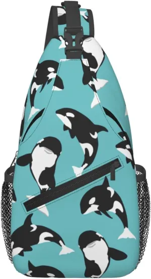 Killer Whale Pattern Men'S Chest Bag Sling Backpack Crossbody Shoulder Bag Travel Hiking Daypack