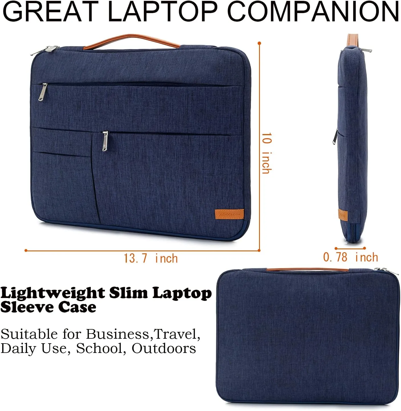 KINGSLONG 14 inch Laptop Sleeve Bag, Slim Shockproof Handbag, Computer Carrying Case Cover Compatible with MacBook Air/Pro,Acer Asus Dell HP Blue