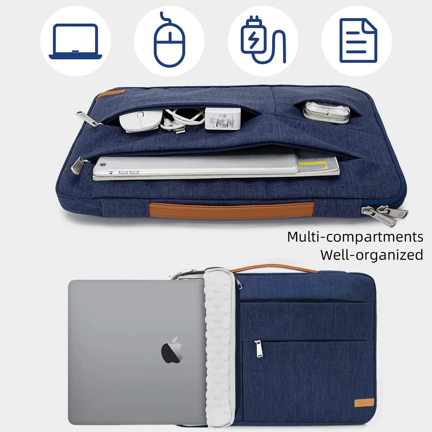 KINGSLONG 14 inch Laptop Sleeve Bag, Slim Shockproof Handbag, Computer Carrying Case Cover Compatible with MacBook Air/Pro,Acer Asus Dell HP Blue