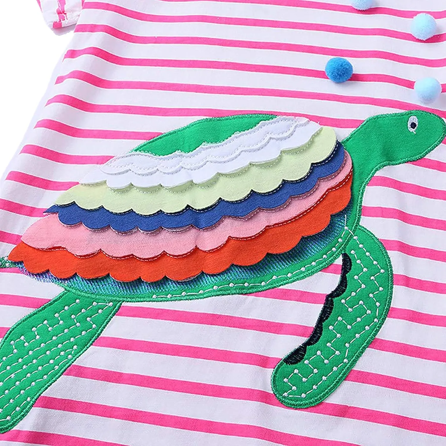 KISSOURBABY Little Girls Soft Summer Cotton Short Sleeve Dresses T-Shirt Casual Cartoon Dress