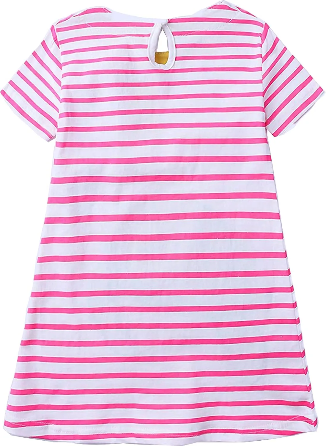 KISSOURBABY Little Girls Soft Summer Cotton Short Sleeve Dresses T-Shirt Casual Cartoon Dress