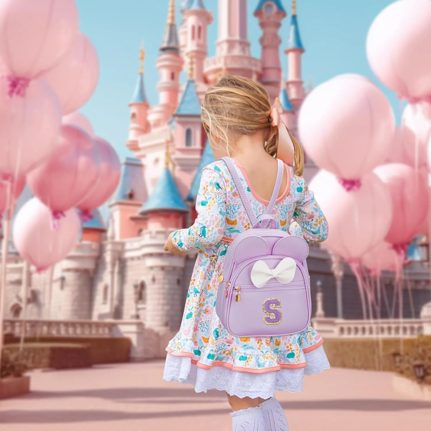 KKXIU Girls Initial Bowknot Cute Mini Backpack Small Women Daypacks, Personalized Trendy Stuff Gifts for Kids and Teen - Purple - S