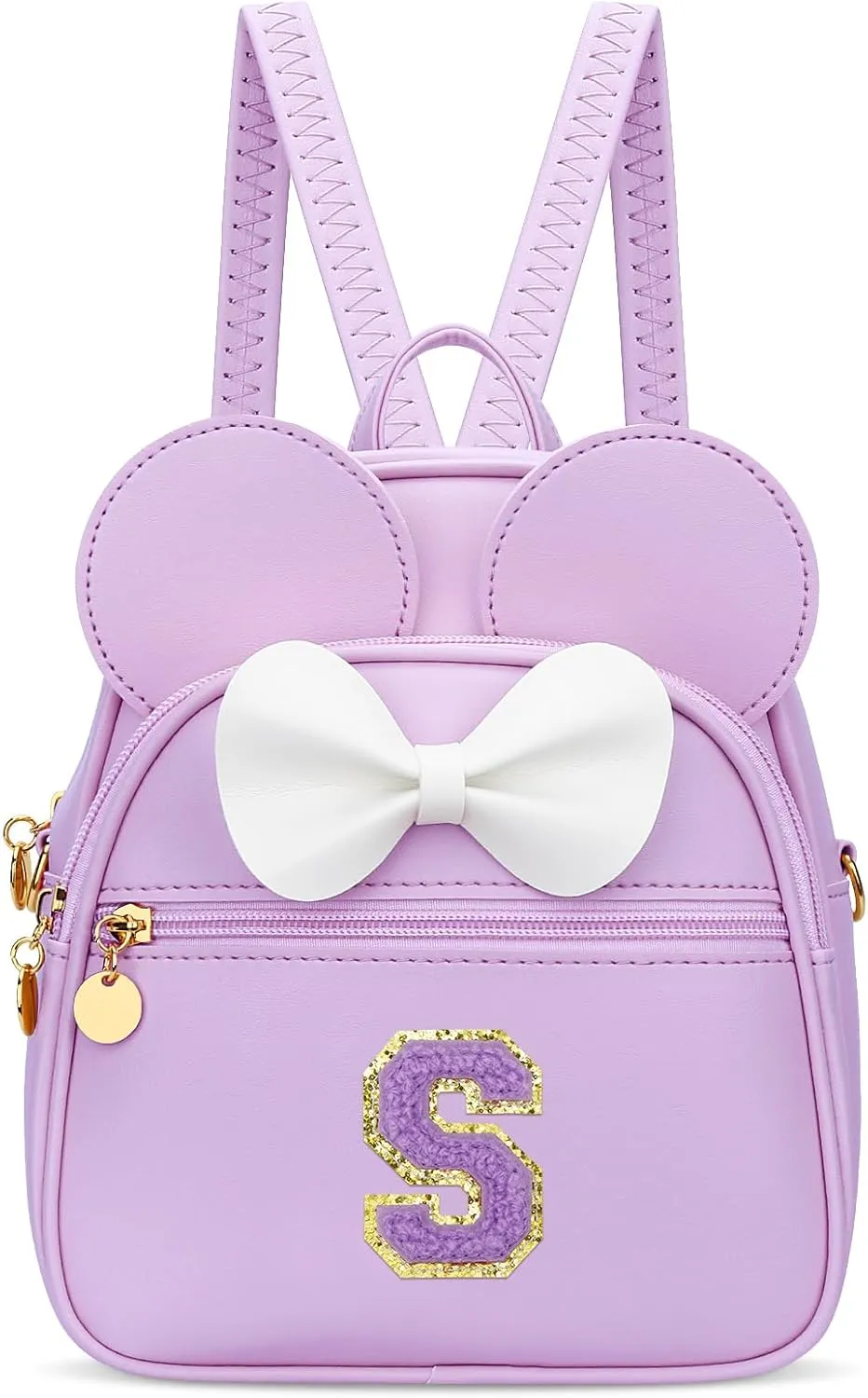 KKXIU Girls Initial Bowknot Cute Mini Backpack Small Women Daypacks, Personalized Trendy Stuff Gifts for Kids and Teen - Purple - S