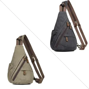 KL928 Canvas Sling Bag - Small Crossbody Backpack Shoulder Casual Daypack Rucksack for Men Women(Large Version)
